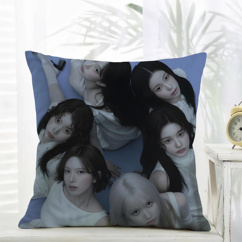 Casual daily kpop girl group fans gift NNMIXX Cushion Cover Daily Washable Linen Pillowcase Soft for Sofa Bed Home Room Decor