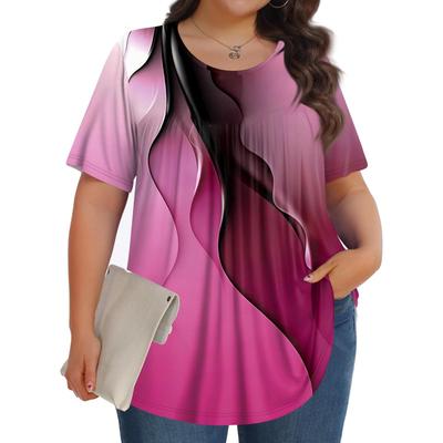 Летний топ с круглым вырезом и 3D-принтом, модная повседневная женская футболка с короткими рукавами