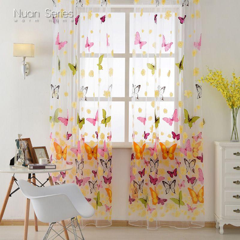 1 шт. серия Nuan, изысканный узор в виде мультяшной бабочки, занавеска для окна, тюль, спальня, гостиная, украшение для дома