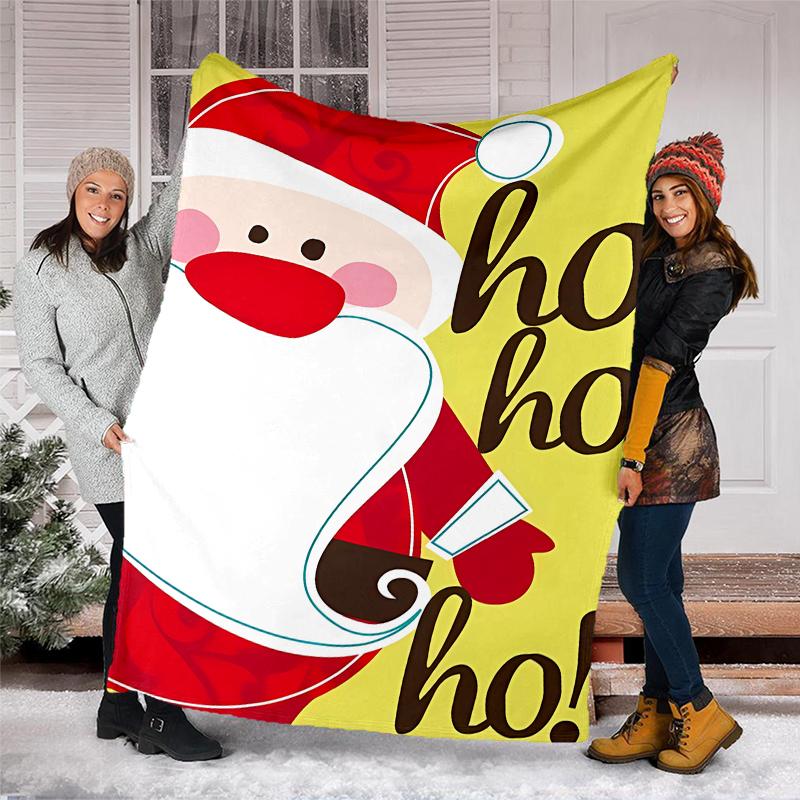 Christmas Santa Claus Theme Printed Blanket - Perfect for Couch, Bed, Travel & Outdoor Use | Machine Washable, Cozy & Durable.