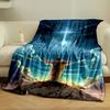 Jesus Cross Starry Sky Blanket  Printed Blanket for Living Room Bed Couch lunch break Soft Cozy Blanket for Friend's festival Gift