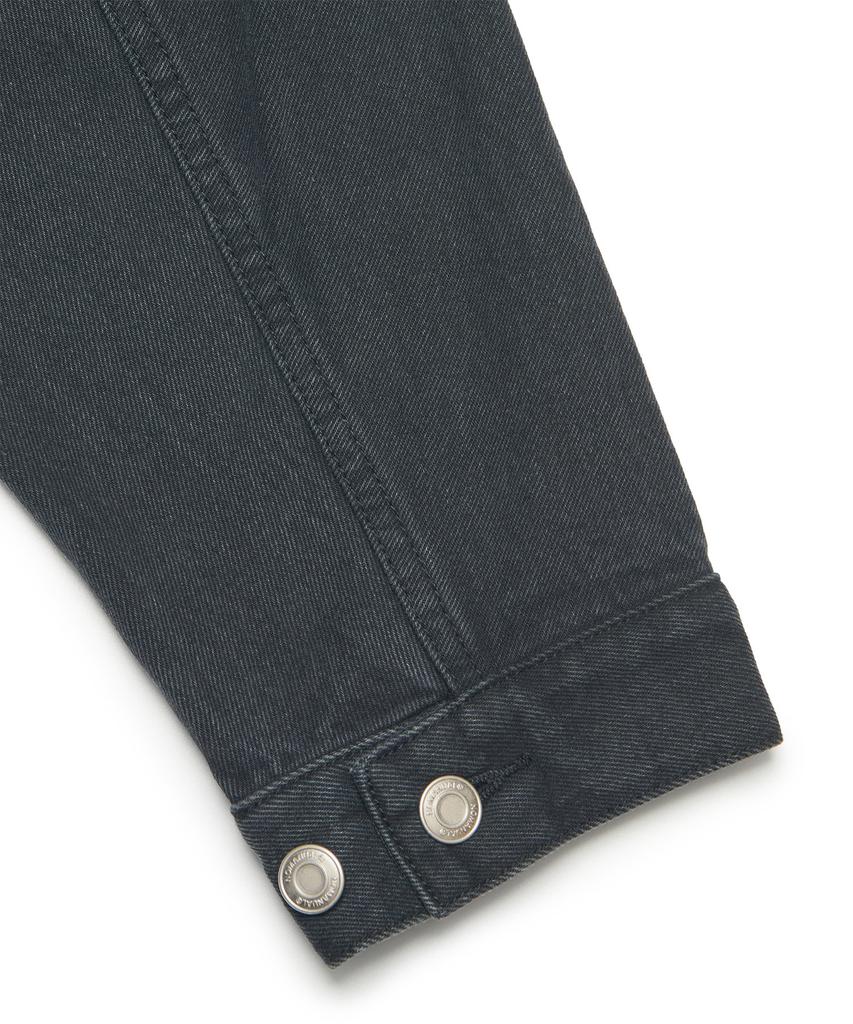NOMANUAL Denim Trucker Zip Jacket - Washed Black