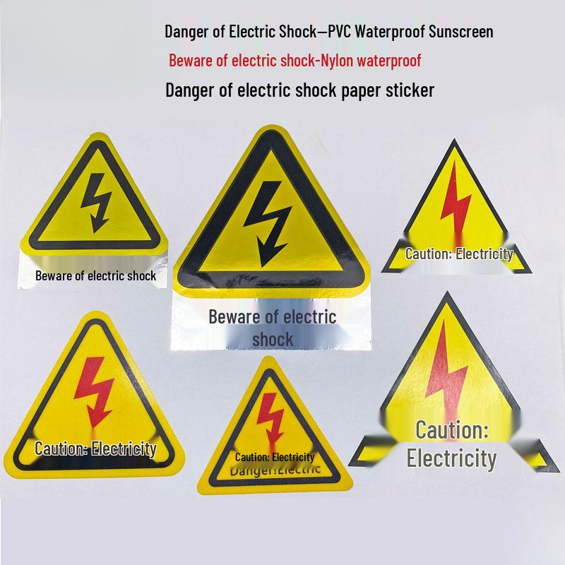 PVC Outdoor Triangular Warning Sticker: Caution! Risk of Electric Shock