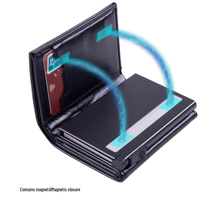 Мужской алюминиевый pop-up кошелек-визитница с RFID-защитой и слотами для нескольких карт