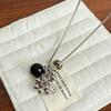 Retro Tiger's-Eye Stone White Spotted Water Drop Grape Cluster Pendant Necklace Female Adjustable Long Pull Necklace Jewelry