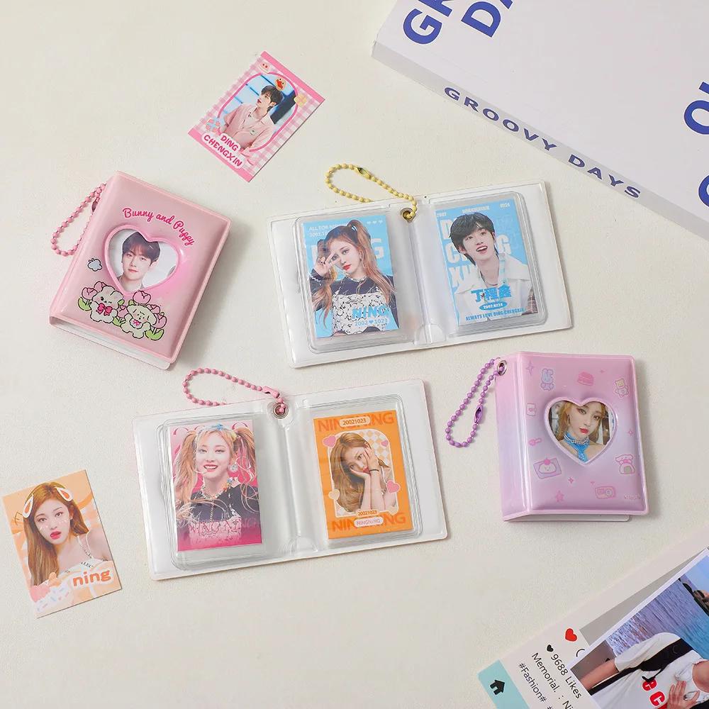 Каваи Мини 2-дюймовый po Альбом с цепочками 16 листов-карманов вмещает 32 карточки милый мультяшный мини po альбом kpop канцтовары