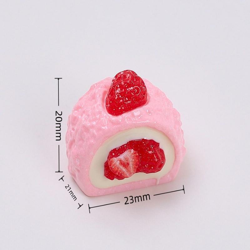 Dollhouse Strawberry Cream Cake Miniatures 4Pcs Lifelike Tiny Food for DIY Handcraft Scene Decor