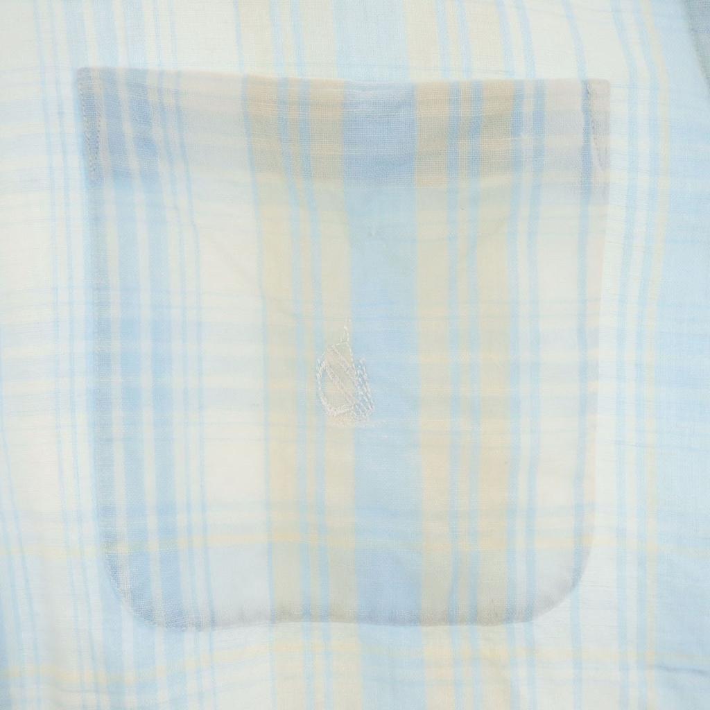 Nautica 90-е годы Смесь льна Рубашка с коротким рукавом на пуговицах в клетку для мужчин Б/У