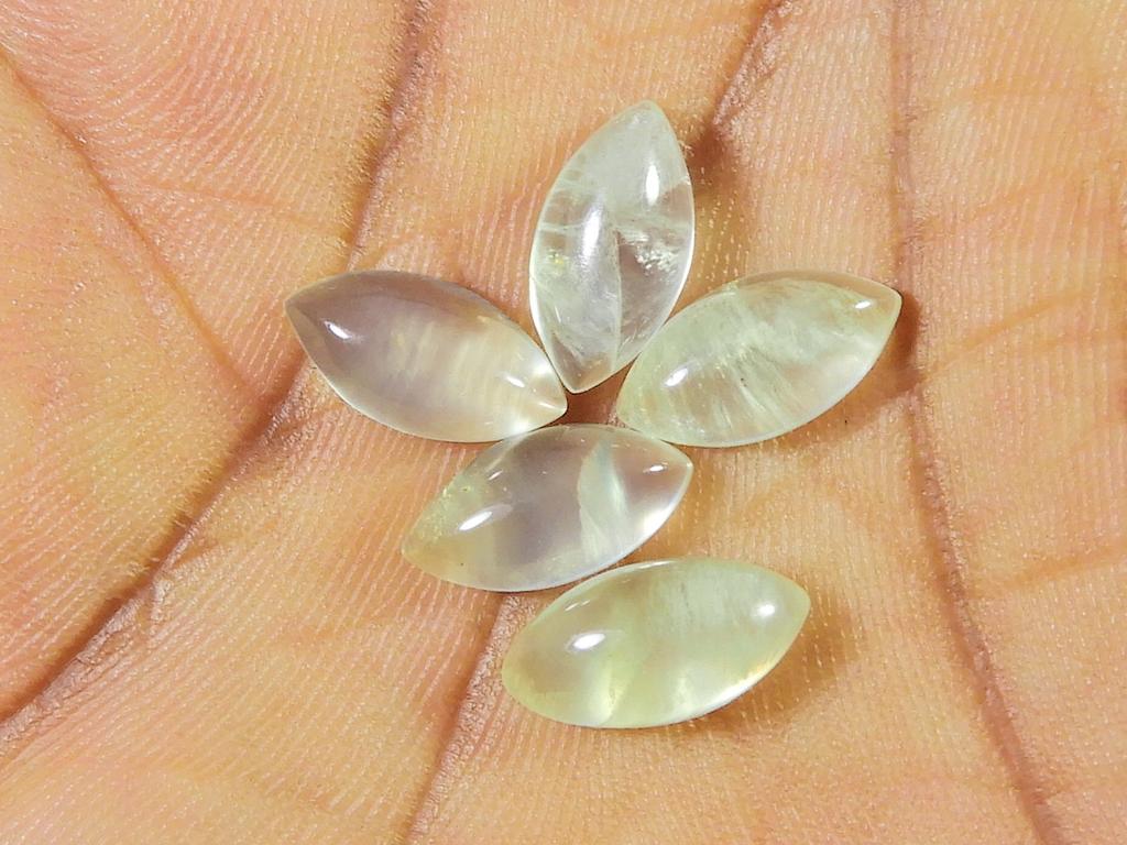 11Cts. Natural Green Prehnite Marquise Cabochon Gemstone 05 Pcs Lot 5X12MM RQ-1929