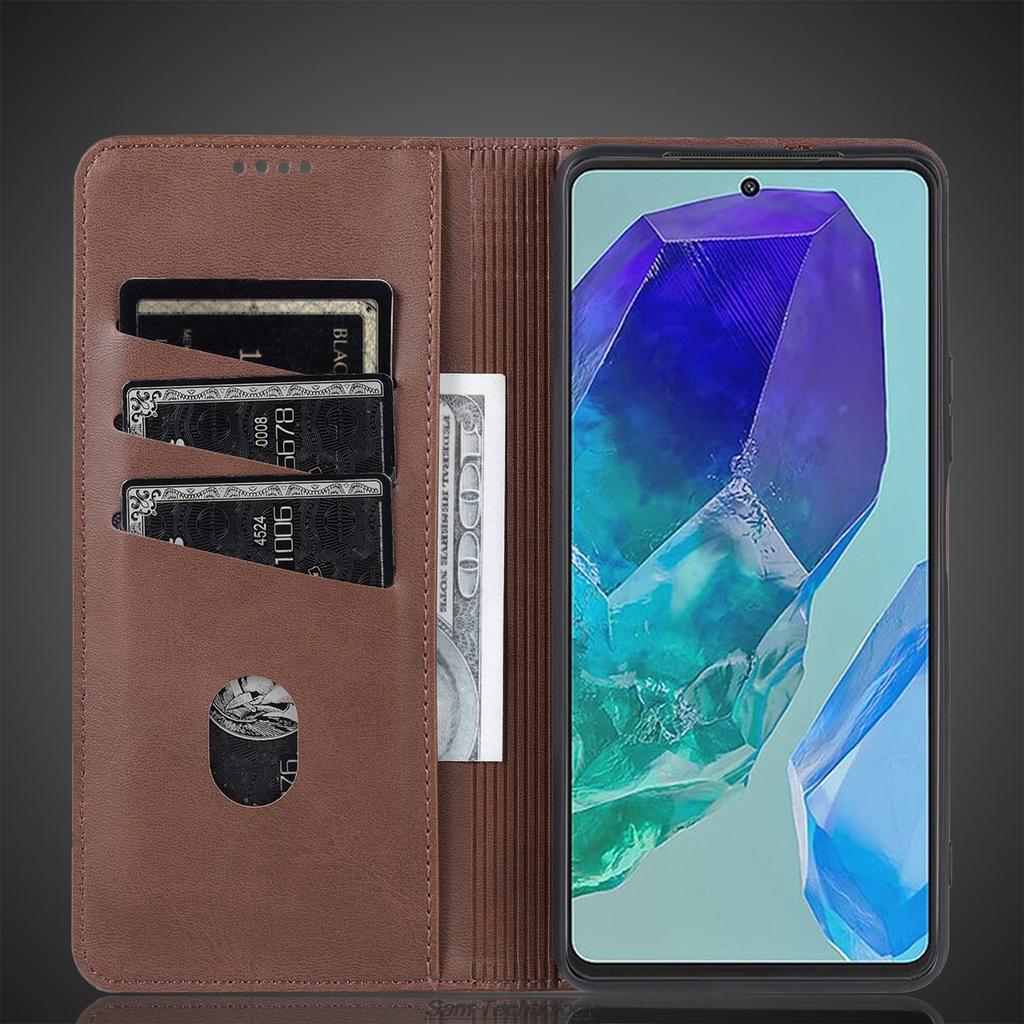 Роскошный магнитный адсорбционный кожаный чехол для Samsung Galaxy M55 (5G) Защитный чехол с откидной крышкой Capa Fundas Coque