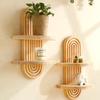 1 шт. Деревянные настенные полки в стиле бохо, геометрические настенные полки, отделка из натурального дерева, современный домашний декор, декоративные растения