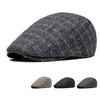 Autumn Winter Cotton Warm Beret Men's Plaid Retro Cap Forward Cap