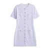 Kaslead New Arrival Women's Clothing Fashion Style Fashion Solid Color Buttons Knitting Short Sleeve Dress 3471011
