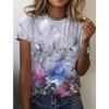 Women's Short Sleeved 3D Printed Top Holiday Weekend Basic Round Neck Regular Flower T Shirt