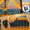 8 Modes LED Solar Courtyard Curtain Lights Outdoor Waterproof Fairy String Lights 100LED 200LED 300LED Garden Window Bedroom Wedding