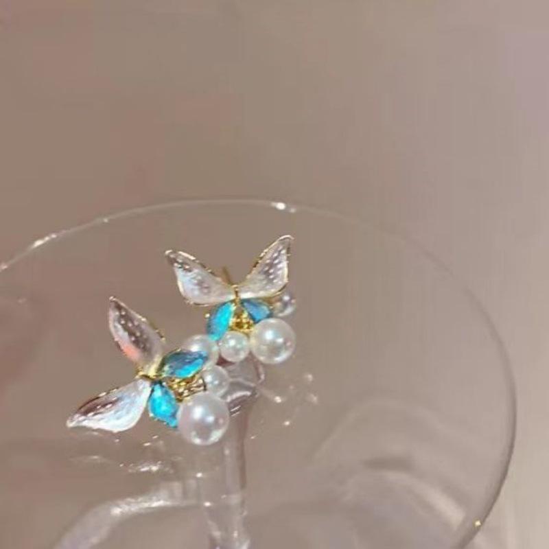 Серьги-бабочки из серебра 925 пробы сине-белые: Элегантные, Модные, Универсальные Украшения