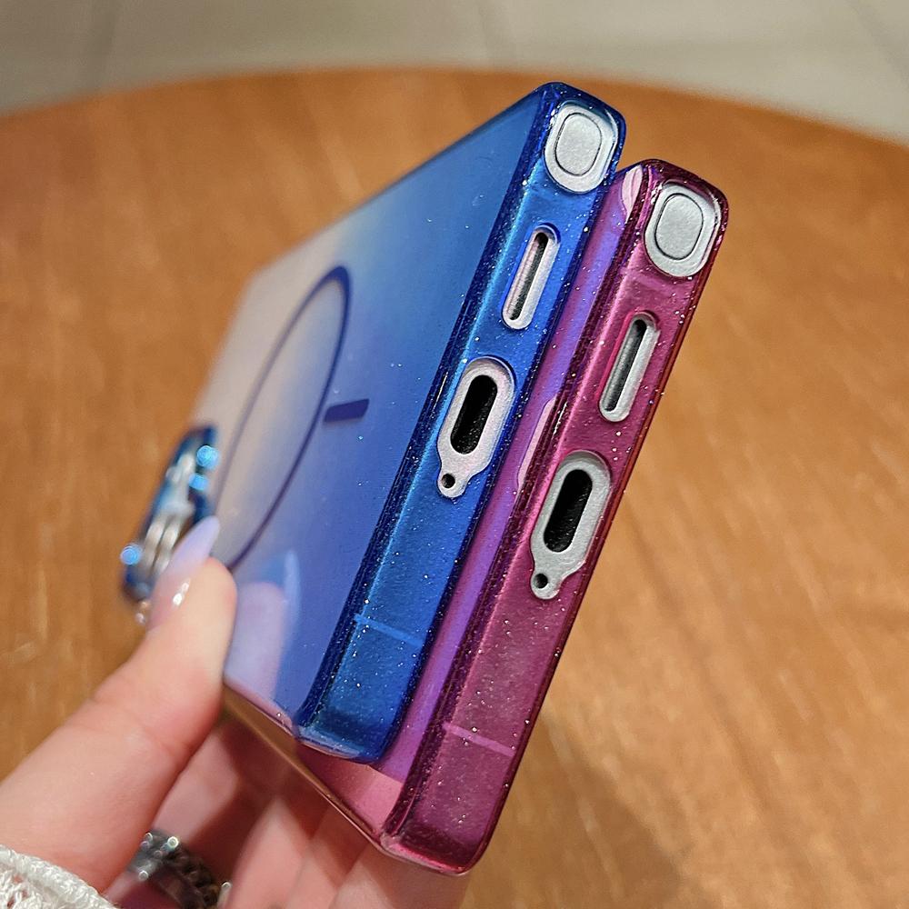 KEYSION Роскошный градиентный блестящий магнитный чехол для телефона для Samsung S22 S23 S25 Ultra S25+ Edge S24 FE Беспроводная зарядка Противоударный чехол