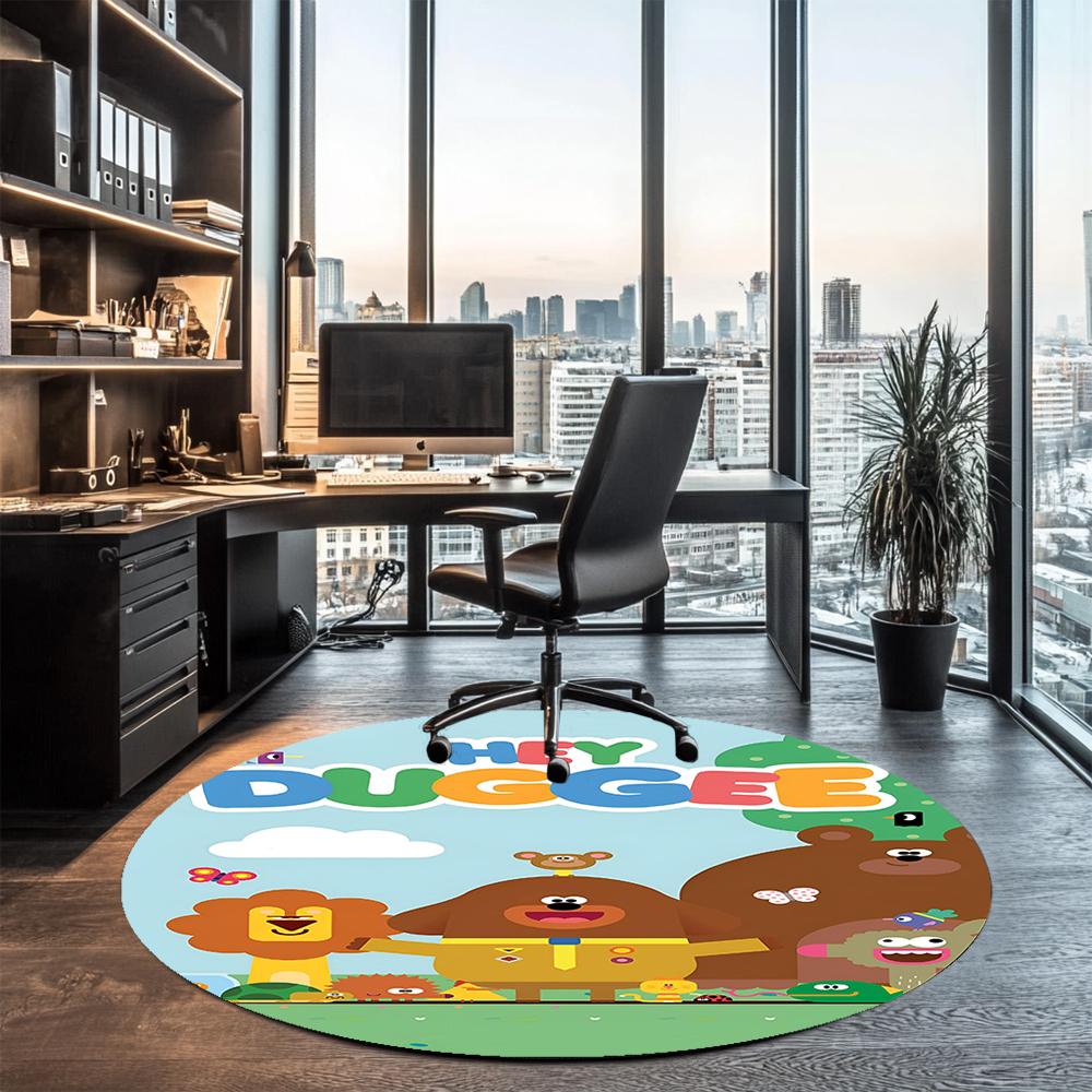 Hey Duggee Printed Round Rug Carpet Chair Rug Area Rug Entryway Doormats,for Office Chair Living Room Bedroom Kitchen Room.