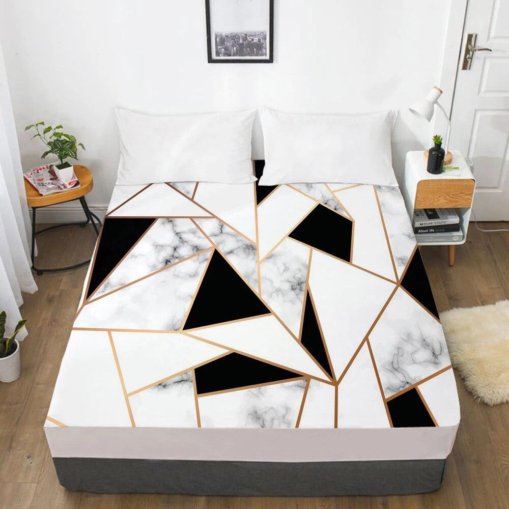 Наматрасник, простыня на резинке, простыни, постельное белье, простыня размера Queen King, 90/160X200 см, мраморная геометрия
