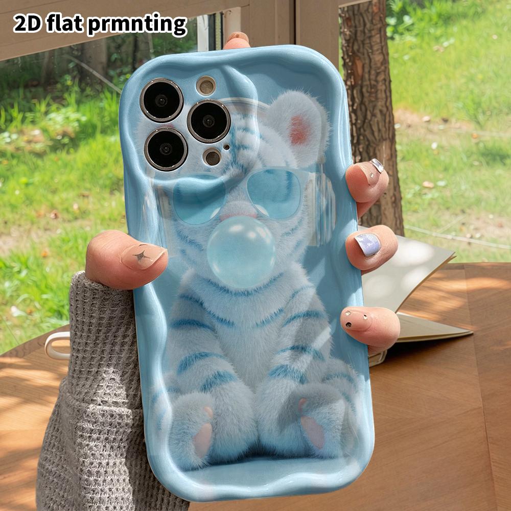 Phone Case: 2D flat design suitable for iPhone 18 17 16 15 14 13 Pro protective case, plush little tiger, perfect Christmas and Halloween holiday gift