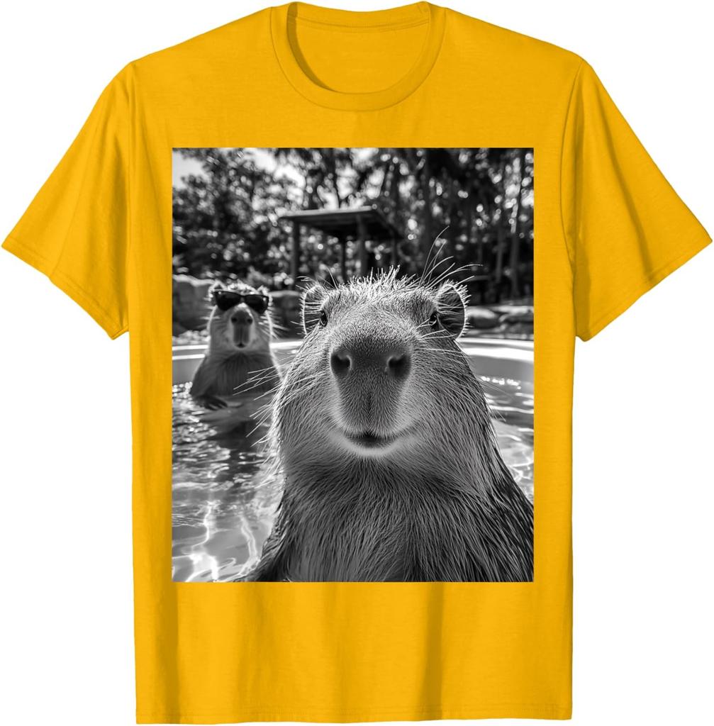Design Funny Cool CapybaraCool Capybara Selfie Unisex T-Shirt