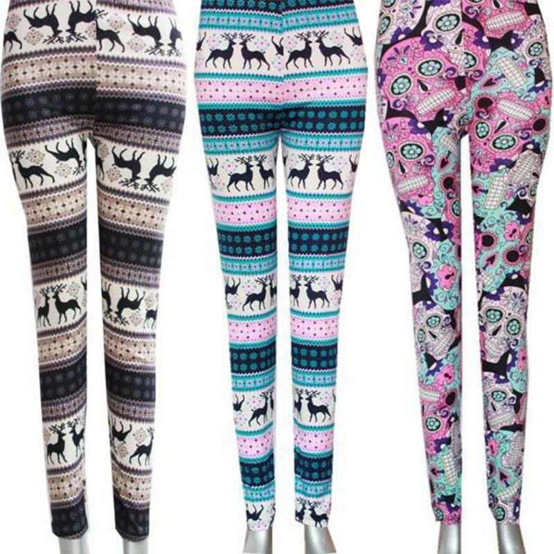 Hot Women Girls Skeleton Printed Stretch Legging Pants With Vibrant Skull Design For Daily Wear