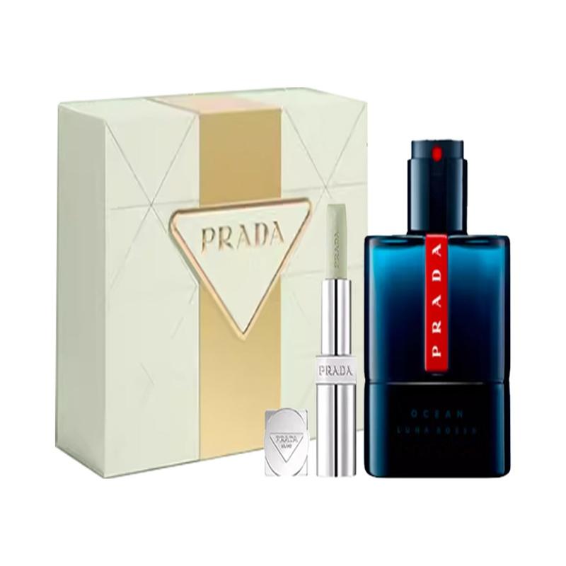 Prada Красная Луна Глубокий Синий Мужской Парфюм Ограниченный Подарочный Набор Туалетная Вода + Бальзам для Губ #U000 Свежий Красная Луна Глубокий Синий Парфюм 50 мл + Бальзам для Губ #U000
