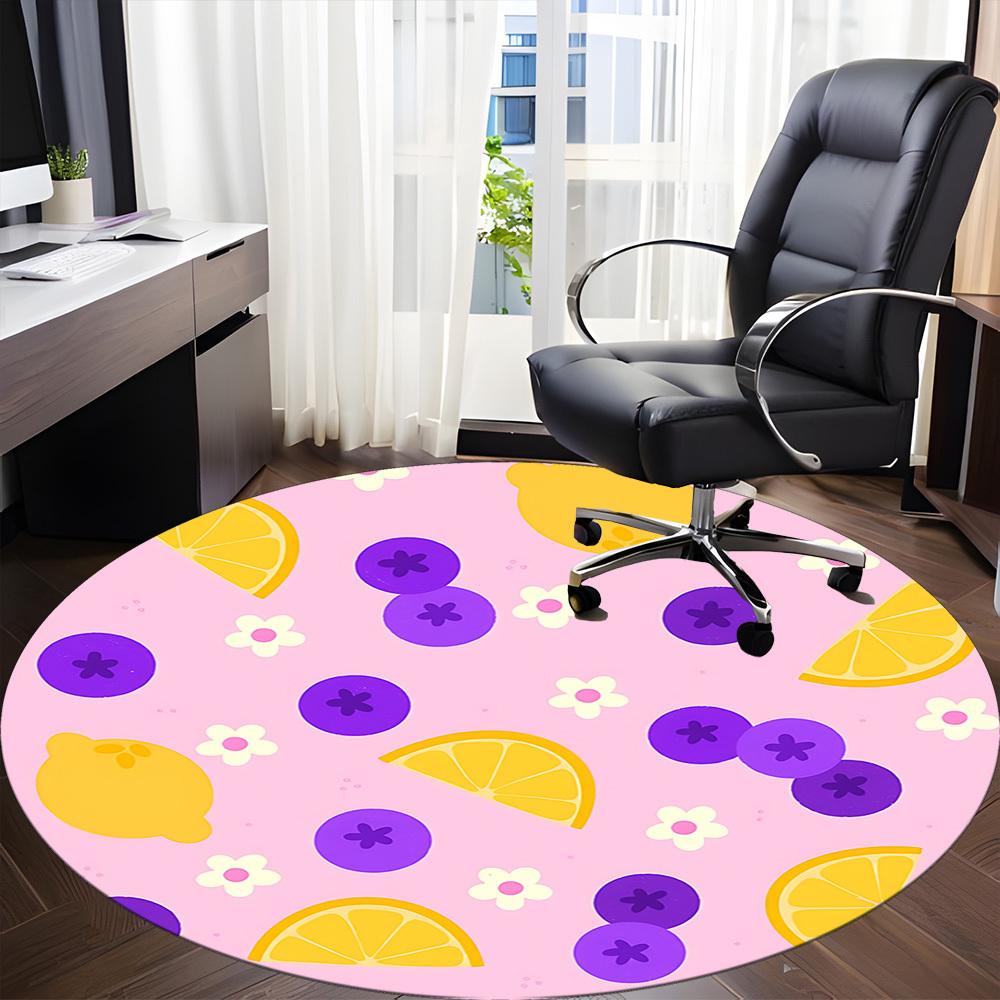 1 шт. Круглый коврик Lemonberry для офиса, нескользящий, мягкий и прочный офисный коврик для декора интерьера, идеально подходит для офиса, красивое украшение yy260323038