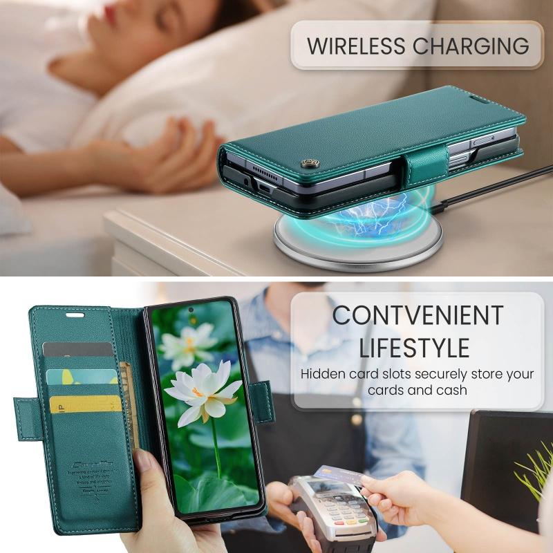 Magnetic Leather Wallet Multi Card Phone Case for Samsung Galaxy Z Fold 7 6 5 Fold6 Fold5 Shockproof Stand Cover Back Bag