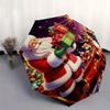 Santa Claus & Reindeer Christmas Sleigh Decorative StickerUmbrella, Portable 3-Fold Compact Umbrella,Christmas Gift ES429