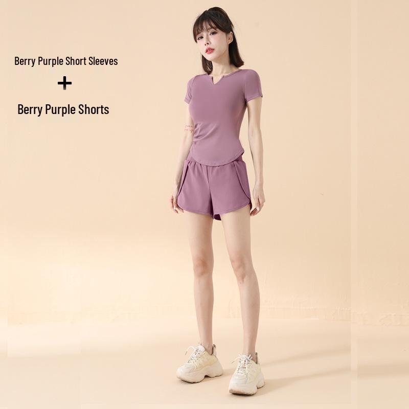 2025 Весна/Лето Быстросохнущий Спортивный Комплект Йоги – Облегающий Покрой, Короткий Рукав Одежда Для Фитнеса