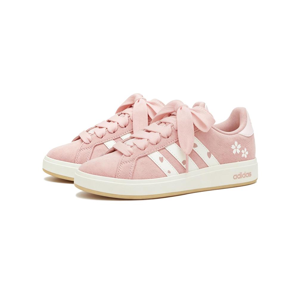 adidas Кеды Grand Court Base 00-х Розовые, Дофаминовый стиль, Кампус, Для девушки, Низкие, Повседневные, Для скейтборда, Унисекс, Пыльно-розовые JR7110(Команда1334-)