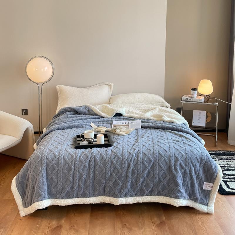 Новое двухслойное бархатное одеяло с башней, утепленное жаккардовое одеяло из овечьей шерсти, однотонное фланелевое одеяло с ворсом