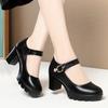 Women Casual Soft Leather High Quality Square Heel Pumps Fashion Spring Summer Black Shoes  For Office Model Elegant 2025