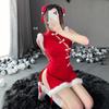 Live streaming host women's middle school Christmas red cheongsam wind light sexy backless improved bar photo