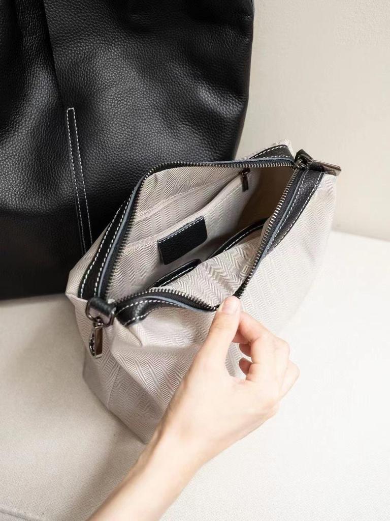 Сумка-ведро из коровьей кожи высшего слоя: Подлинная Сумка из Мягкой Кожи, Большая A4 для Поездок на Работу, Повседневный Универсальный Стиль для Белых Воротничков