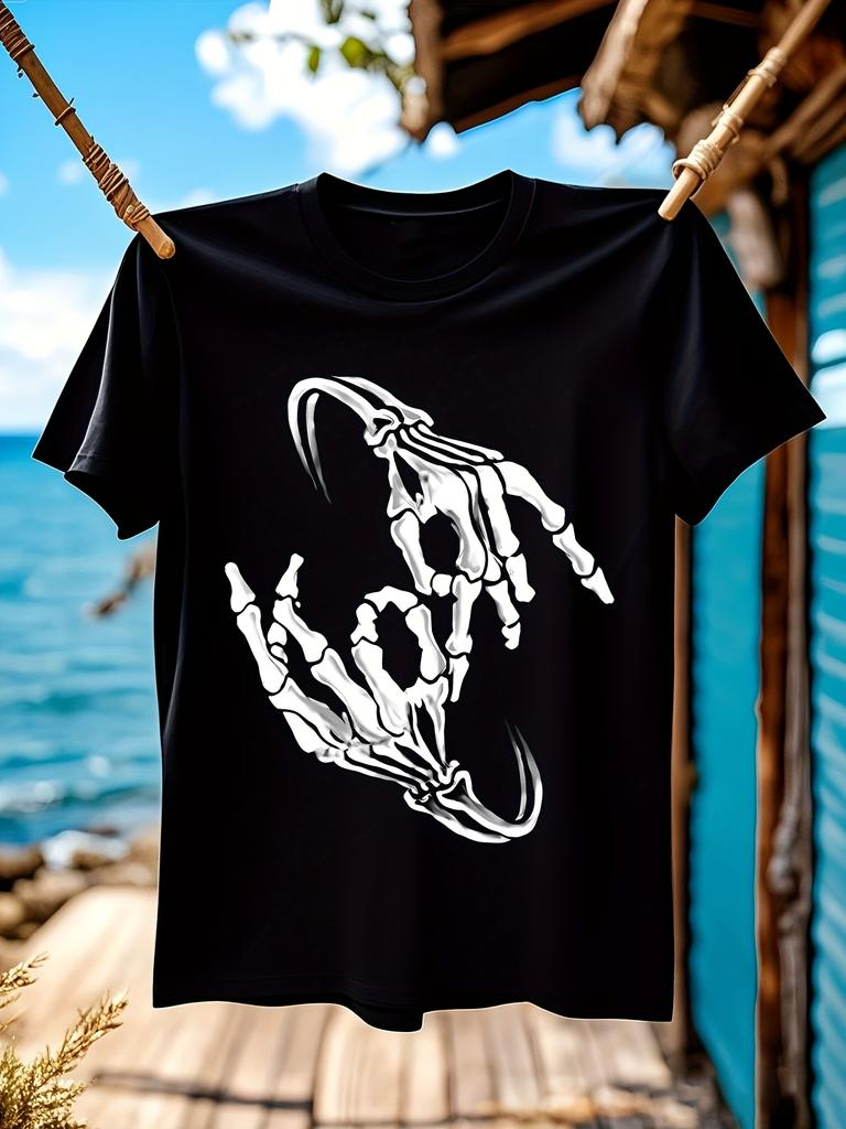 Heavy Metal Graphic Tee Korn Band Skeleton Bone Logo Shir...