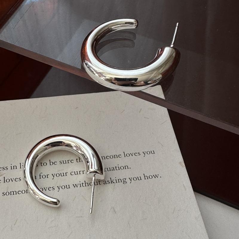 925 Sterling Silver Vintage Earrings For Women Trendy Simple Round Earring Jewelry Prevent Allergy Party Accessories