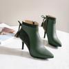 8. Женские короткие сапоги на высоком каблуке, модные маленькие однотонные ботинки с острым носком на тонком каблуке, большие размеры, новые осенне-зимние короткие сапоги