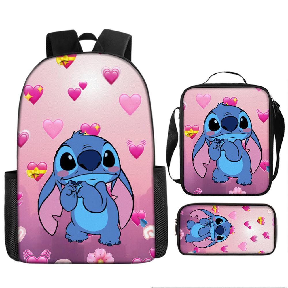 New animation cartoon stitc three-piece schoolbag, primary and secondary school backpack, backpack