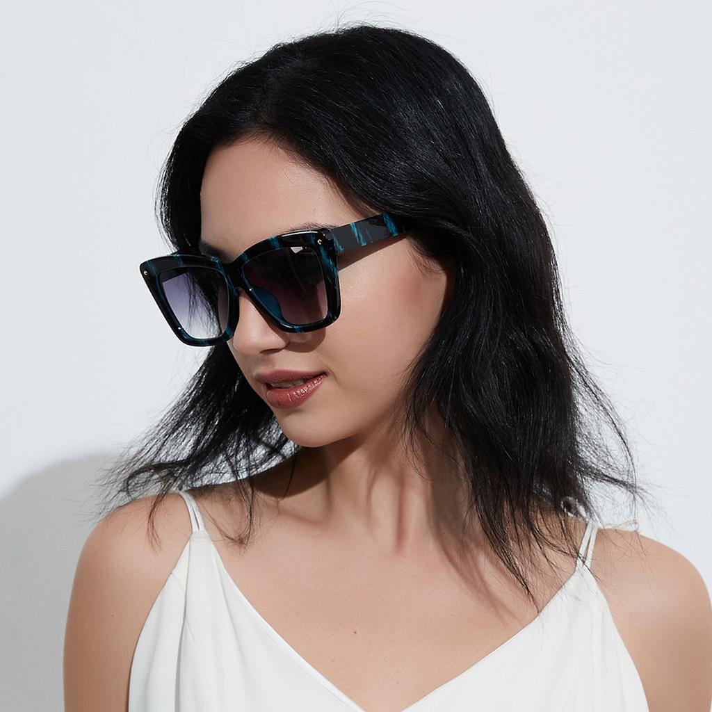 Очки с оверсайз оправой Мужские Кошачий глаз Закрывающие лицо Ретро Солнцезащитные очки Женские Летние Синие Черепаховый панцирь Сумка Цветочные Солнцезащитные очки Мужские