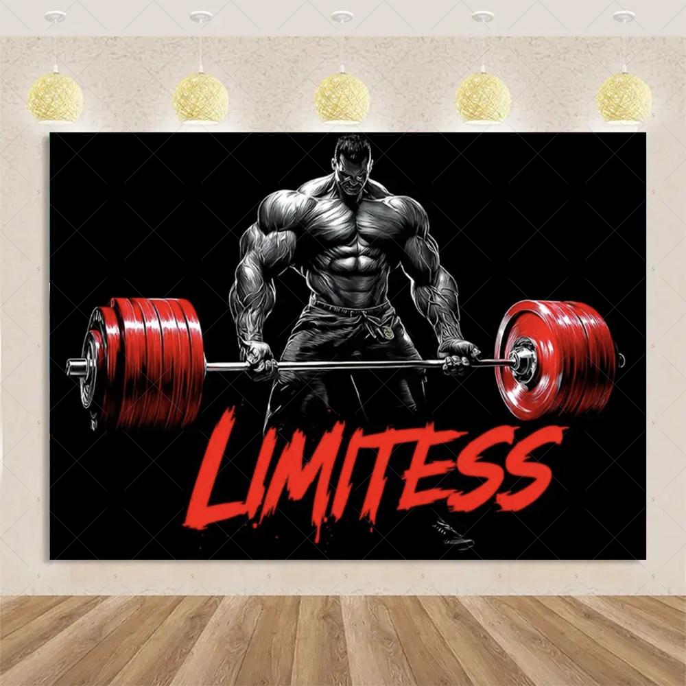 Fitness-themed party decorations, gym backdrop, inspirational, bodybuilding, weightlifting, wall backdrop2651