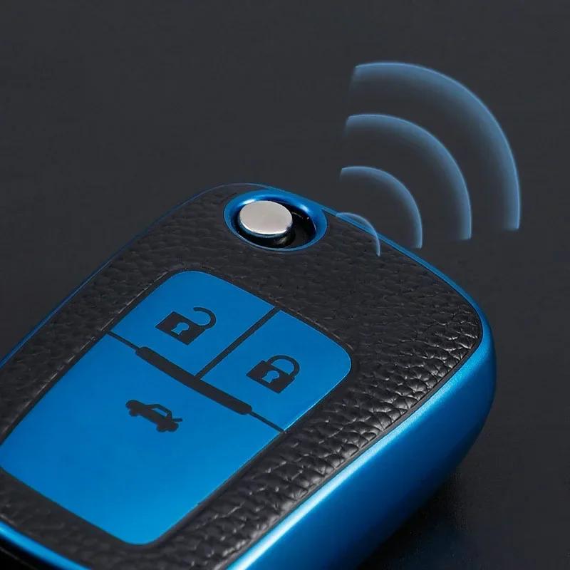 Кожаный складной чехол для автомобильного ключа для Chevrolet Cruze Aveo Trax Sail Malibu Captiva Opel Vauxhall Astra J Corsa Insignia Mokka