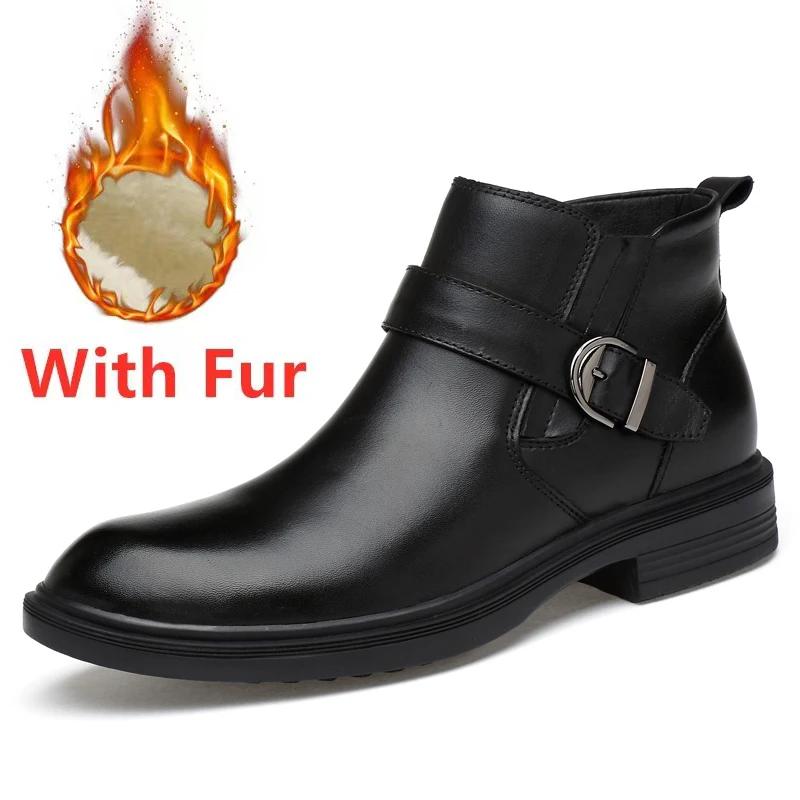FashionFashion Luxury Brand Chelsea Boots Men Soft Genuine Leather Ankle Boots British Style Men's Footwear High Quality Business Shoes
