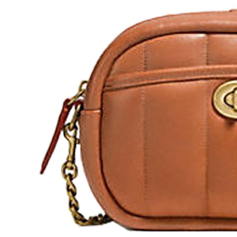 New COACH Camera Leather Camera Bags Small Square Bag Crossbody Bags Shoulder Bags Small Size Women's Caramel Brown C4814-B4NL4
