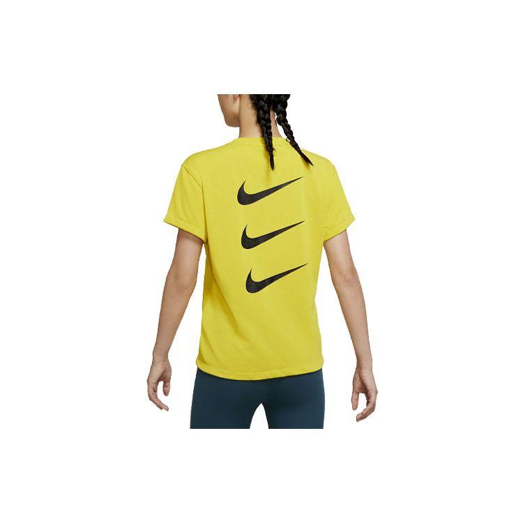 Nike Dri-FIT Run Division светоотражающий логотип принт спортивная беговая футболка с коротким рукавом женские топы желтый DD5316-733