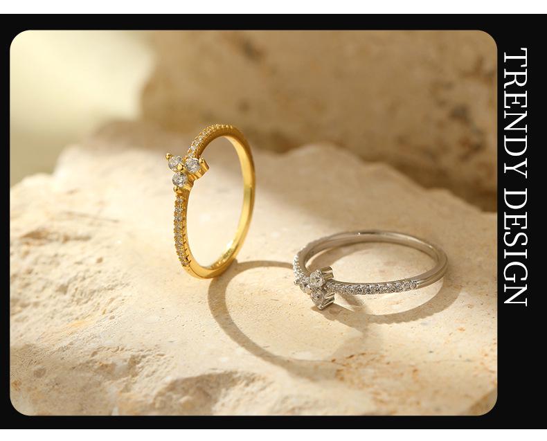 Banyan Tree S925 Silver Diamond Korean Ring - Women's Simple, Versatile Index Finger Jewelry