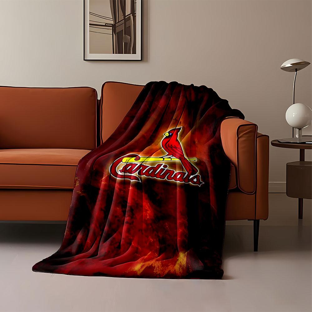 Red Cardinals Logo on Fiery Background print blanket soft and cozy perfect for the living room bed sofa or a nap,gift