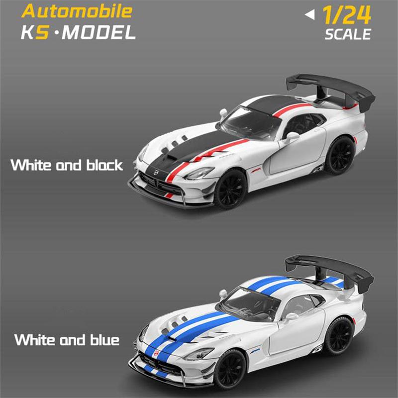 1/24 Dodge Viper ACR SRT Модель спортивного автомобиля из сплава Литой металл Гоночные автомобили для трека Модель автомобиля Звук и свет Детская игрушка Подарок