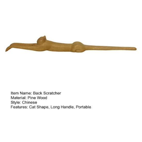 Деревянная чесалка для спины в виде кошки, портативная, форма животного, длинная ручка, для труднодоступных мест, облегчение зуда, массажер-чесалка для спины